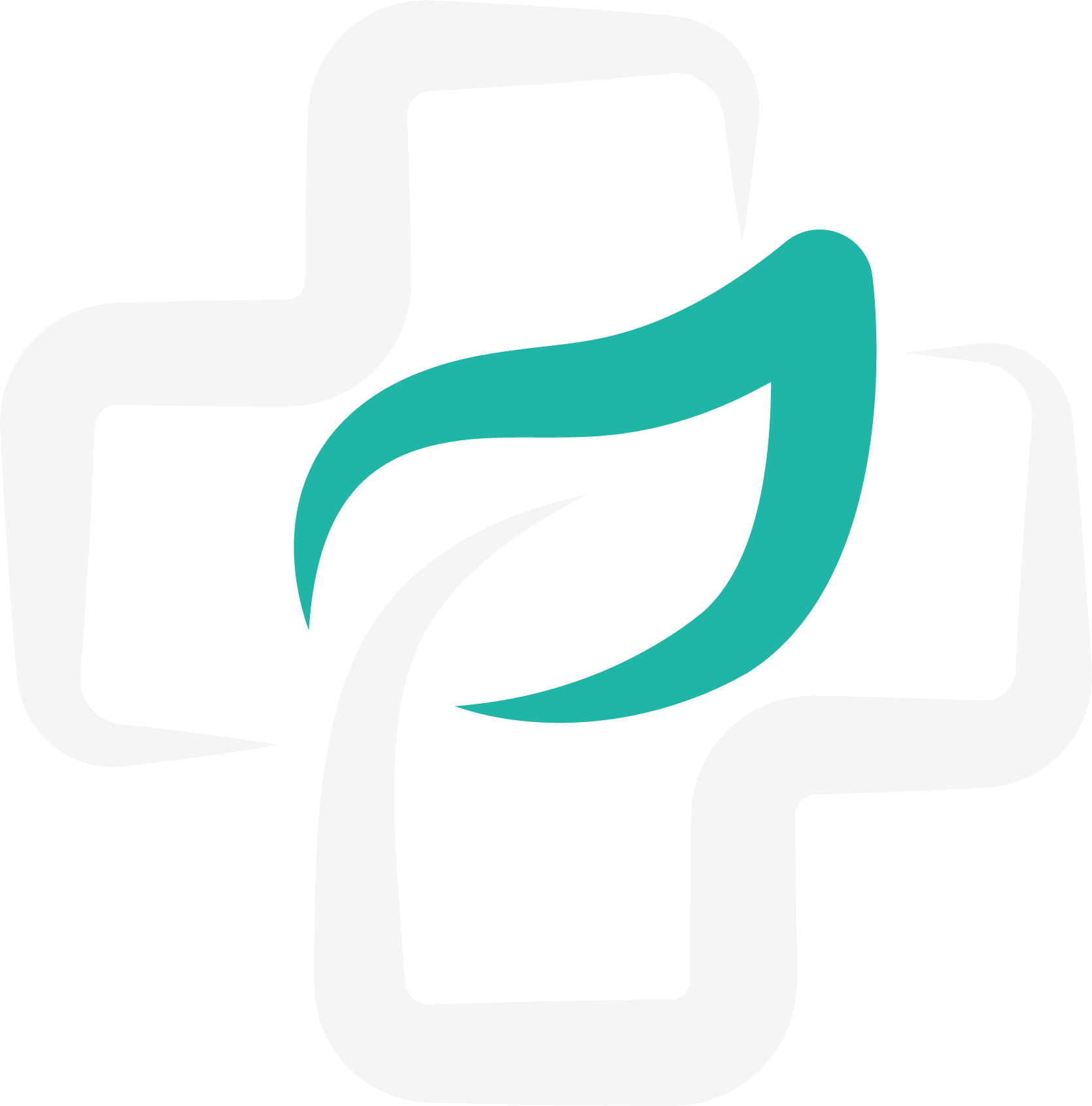 modern medical logo for Evermed Supply LLC, clean minimal icon combining medical cross and heartbeat wave, white color on transparent background, flat design